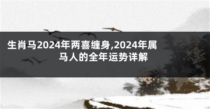 生肖马2024年两喜缠身,2024年属马人的全年运势详解