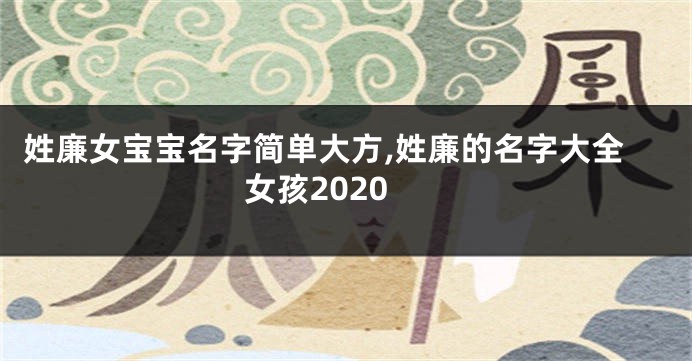 姓廉女宝宝名字简单大方,姓廉的名字大全女孩2020