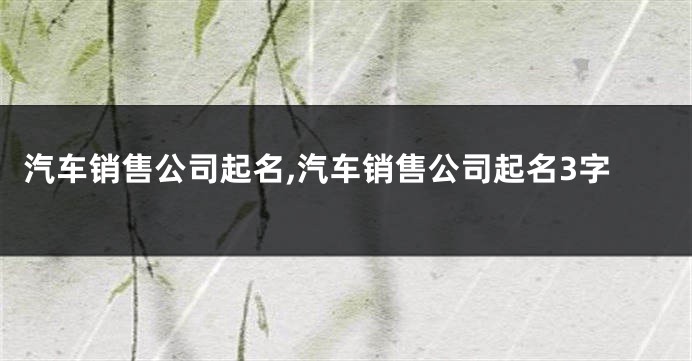 汽车销售公司起名,汽车销售公司起名3字