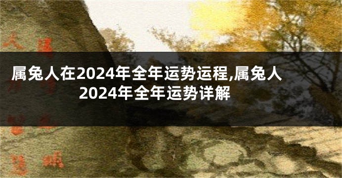 属兔人在2024年全年运势运程,属兔人2024年全年运势详解