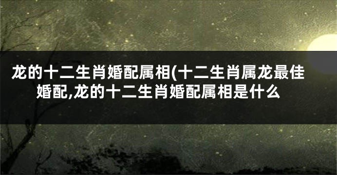 龙的十二生肖婚配属相(十二生肖属龙最佳婚配,龙的十二生肖婚配属相是什么