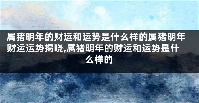 属猪明年的财运和运势是什么样的属猪明年财运运势揭晓,属猪明年的财运和运势是什么样的
