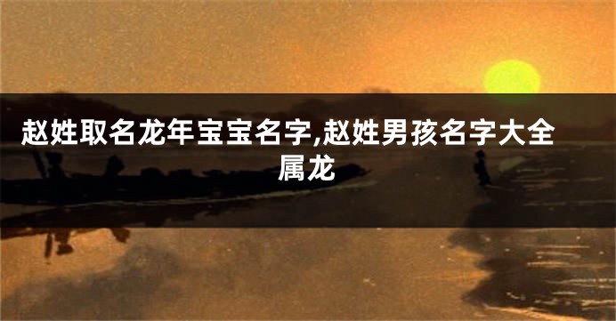 赵姓取名龙年宝宝名字,赵姓男孩名字大全属龙