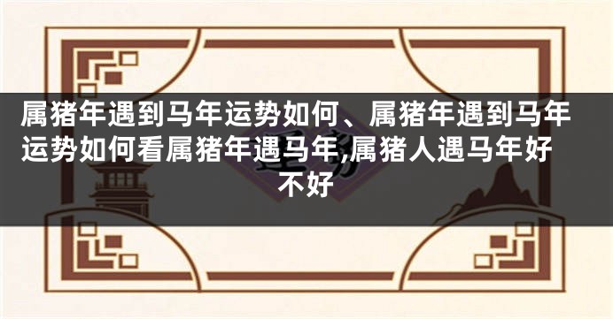 属猪年遇到马年运势如何、属猪年遇到马年运势如何看属猪年遇马年,属猪人遇马年好不好