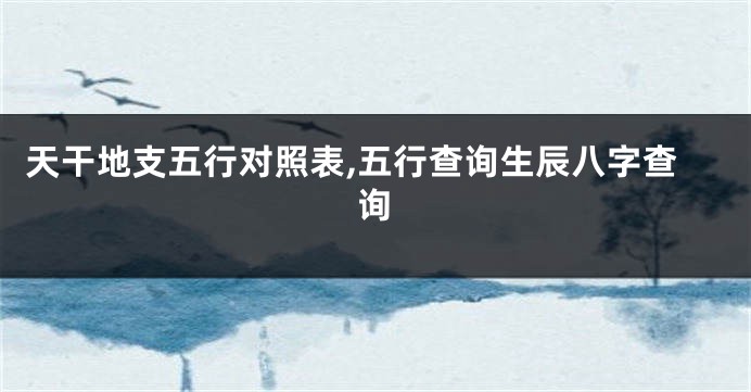天干地支五行对照表,五行查询生辰八字查询