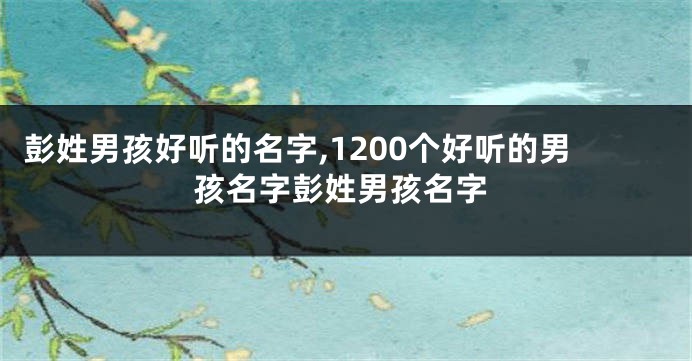 彭姓男孩好听的名字,1200个好听的男孩名字彭姓男孩名字