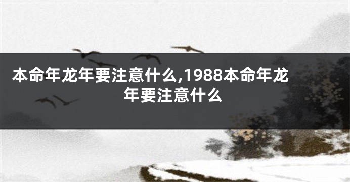 本命年龙年要注意什么,1988本命年龙年要注意什么