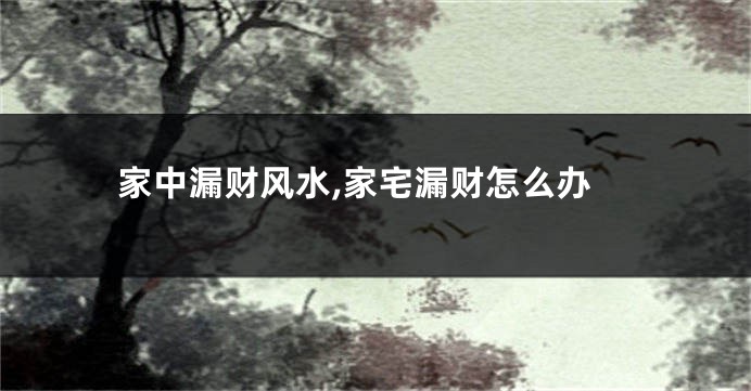 家中漏财风水,家宅漏财怎么办