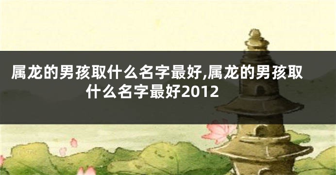 属龙的男孩取什么名字最好,属龙的男孩取什么名字最好2012