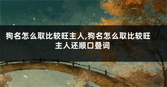 狗名怎么取比较旺主人,狗名怎么取比较旺主人还顺口叠词