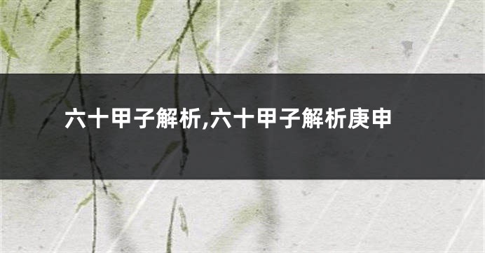 六十甲子解析,六十甲子解析庚申