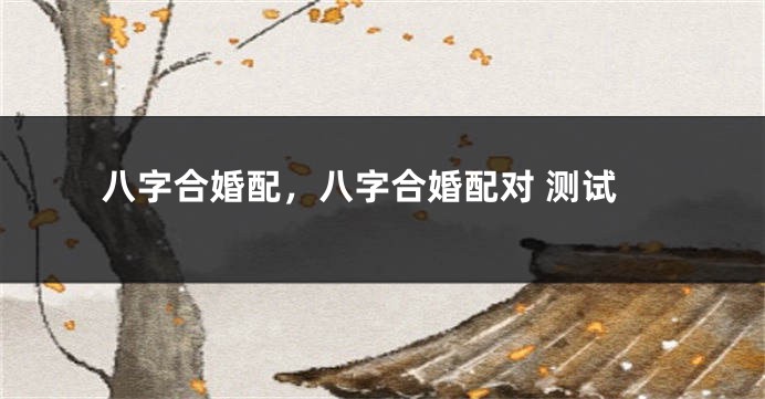 八字合婚配，八字合婚配对 测试