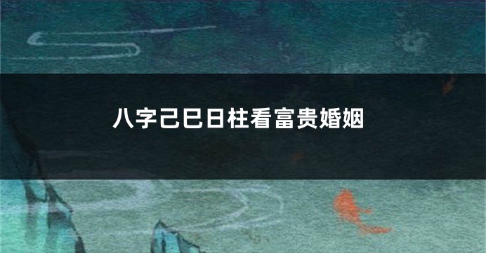 八字己巳日柱看富贵婚姻