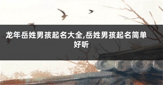 龙年岳姓男孩起名大全,岳姓男孩起名简单好听