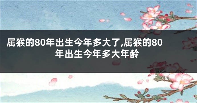 属猴的80年出生今年多大了,属猴的80年出生今年多大年龄