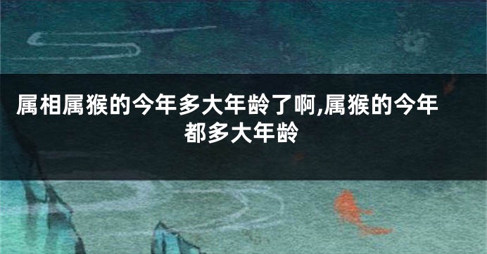 属相属猴的今年多大年龄了啊,属猴的今年都多大年龄