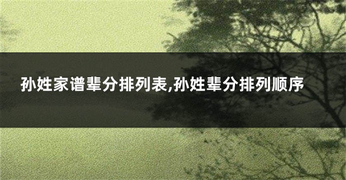孙姓家谱辈分排列表,孙姓辈分排列顺序