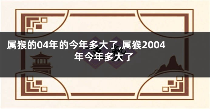 属猴的04年的今年多大了,属猴2004年今年多大了