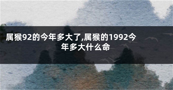 属猴92的今年多大了,属猴的1992今年多大什么命