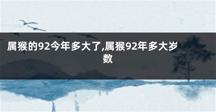 属猴的92今年多大了,属猴92年多大岁数