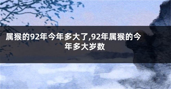属猴的92年今年多大了,92年属猴的今年多大岁数