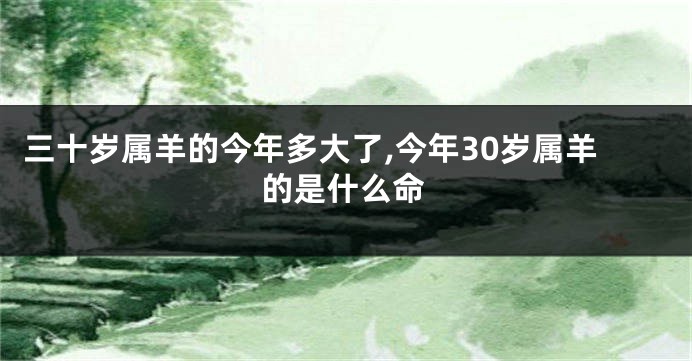 三十岁属羊的今年多大了,今年30岁属羊的是什么命