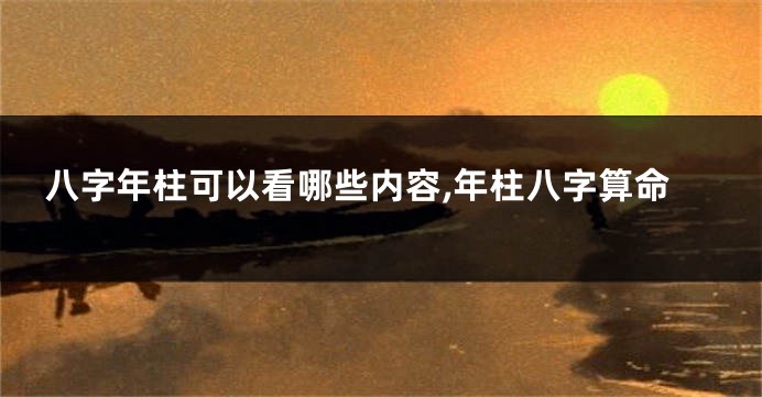八字年柱可以看哪些内容,年柱八字算命