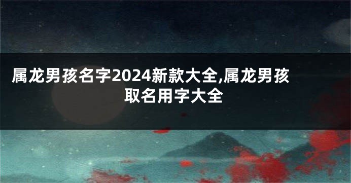 属龙男孩名字2024新款大全,属龙男孩取名用字大全