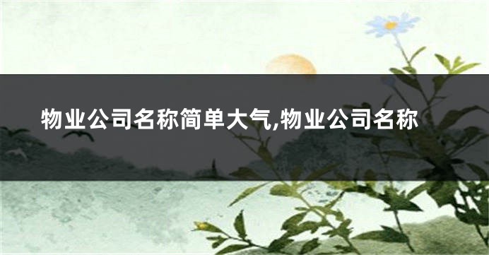 物业公司名称简单大气,物业公司名称