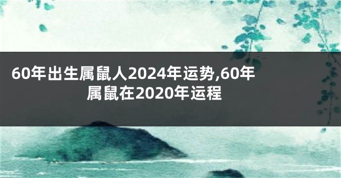 60年出生属鼠人2024年运势,60年属鼠在2020年运程