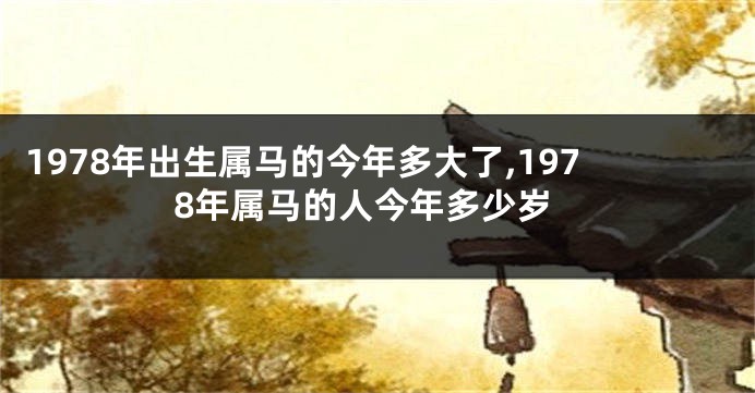 1978年出生属马的今年多大了,1978年属马的人今年多少岁