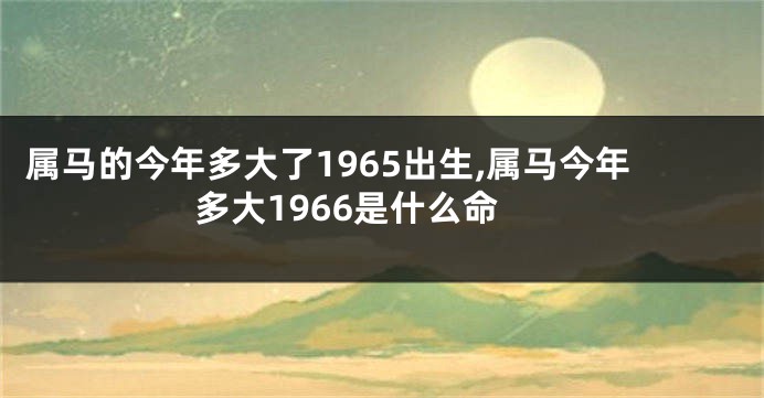 属马的今年多大了1965出生,属马今年多大1966是什么命