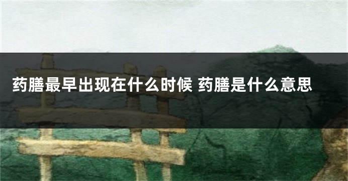 药膳最早出现在什么时候 药膳是什么意思