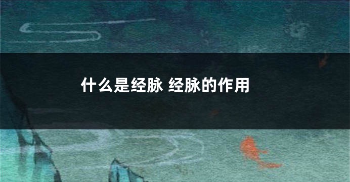 什么是经脉 经脉的作用