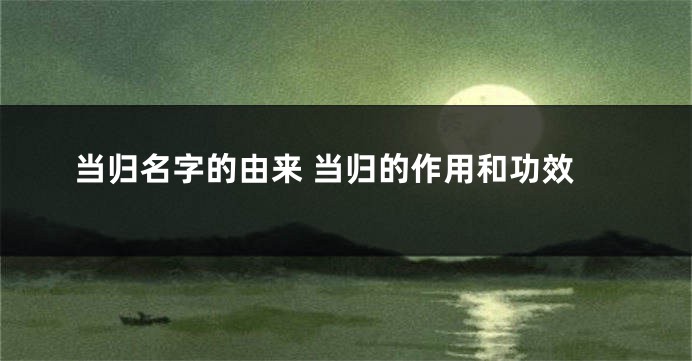 当归名字的由来 当归的作用和功效