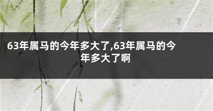 63年属马的今年多大了,63年属马的今年多大了啊