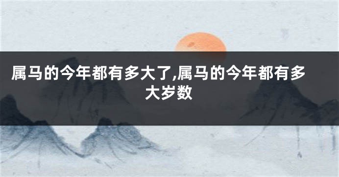 属马的今年都有多大了,属马的今年都有多大岁数
