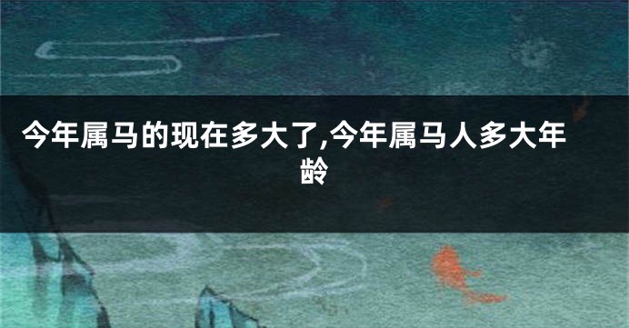 今年属马的现在多大了,今年属马人多大年龄