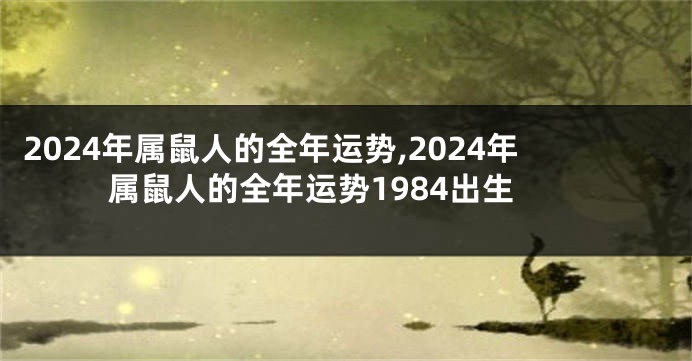 2024年属鼠人的全年运势,2024年属鼠人的全年运势1984出生