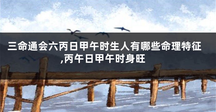 三命通会六丙日甲午时生人有哪些命理特征,丙午日甲午时身旺