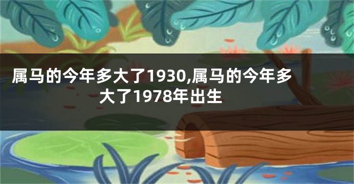 属马的今年多大了1930,属马的今年多大了1978年出生