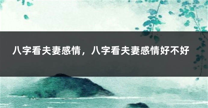 八字看夫妻感情，八字看夫妻感情好不好