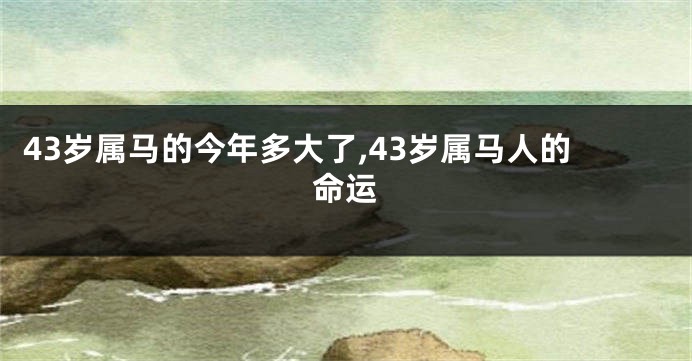 43岁属马的今年多大了,43岁属马人的命运