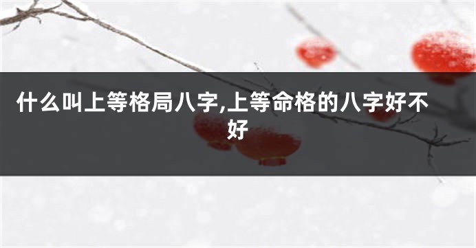 什么叫上等格局八字,上等命格的八字好不好