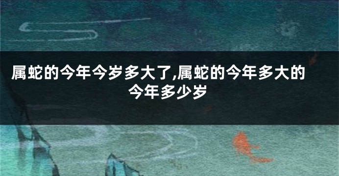 属蛇的今年今岁多大了,属蛇的今年多大的今年多少岁
