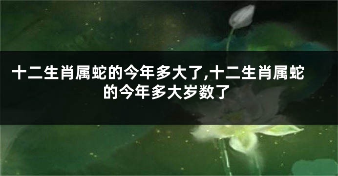 十二生肖属蛇的今年多大了,十二生肖属蛇的今年多大岁数了