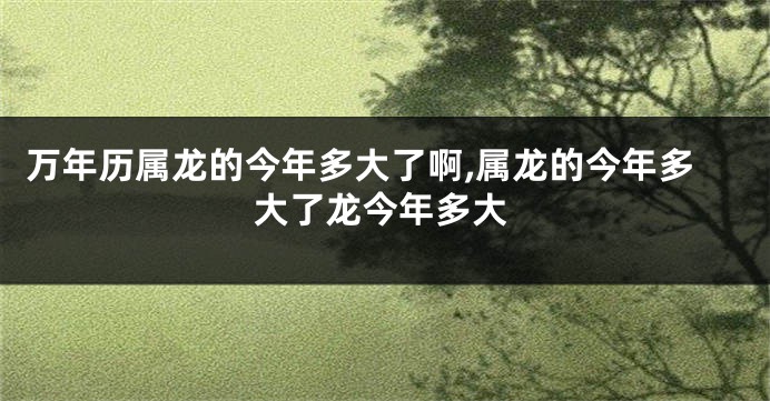 万年历属龙的今年多大了啊,属龙的今年多大了龙今年多大