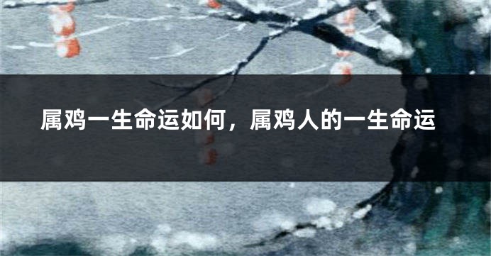 属鸡一生命运如何，属鸡人的一生命运