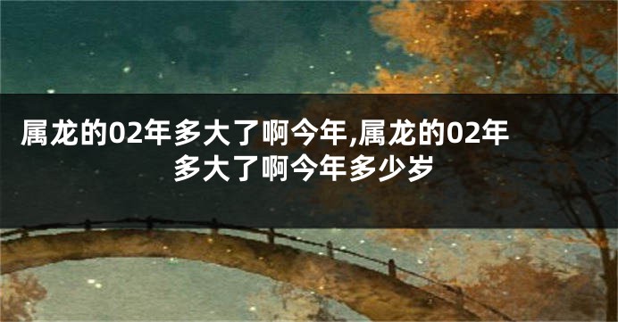 属龙的02年多大了啊今年,属龙的02年多大了啊今年多少岁