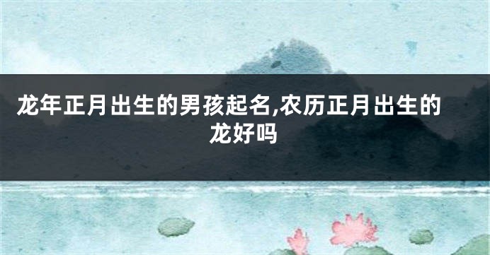龙年正月出生的男孩起名,农历正月出生的龙好吗